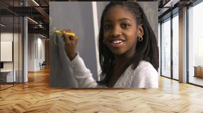 Student doing math on chalk board Wall mural