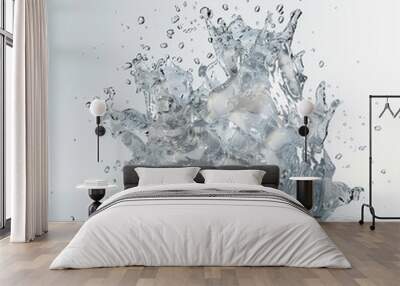 water splash ice freeze cold clear crystal purity liquid motion fresh energy dynamic nature drop isolated frozen transparency reflective crisp hydration wet clean  Wall mural