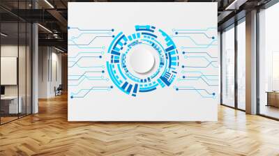 blue white circle high tech technology background digital connection communication high tech science concept technology background Wall mural