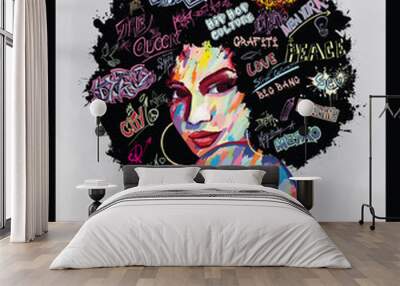 portrait of an afro american woman face Wall mural