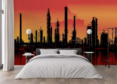 vector illustration of an oil refinery Wall mural