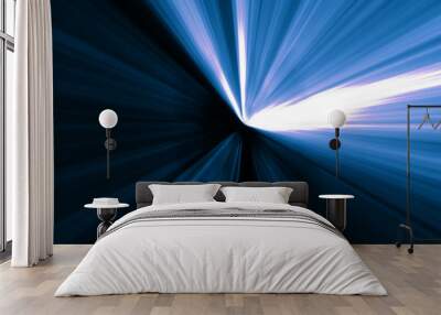 moving fast in abstract futuristic blue tunnel Wall mural