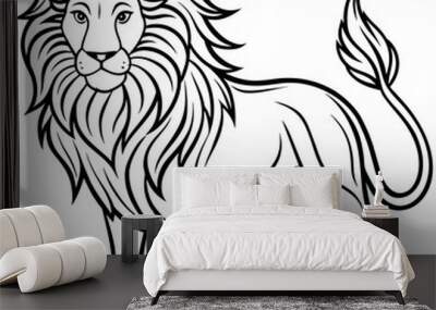 mandala animal - lion mandala coloring pages for kids and adults Wall mural