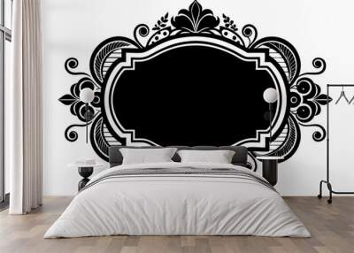  Vertical Traditional vintage frame stock illustration silhouette black vector art illustration Wall mural