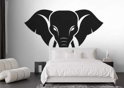 a elephant head icon, featuring a modern stylish shape with an underline, set on a solid white background Wall mural