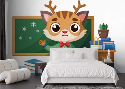 a math teacher cat in the classroom vector illustration Wall mural