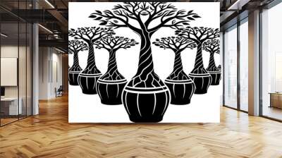 Avenue of the Baobab tree on a pot vector art illustration  Wall mural