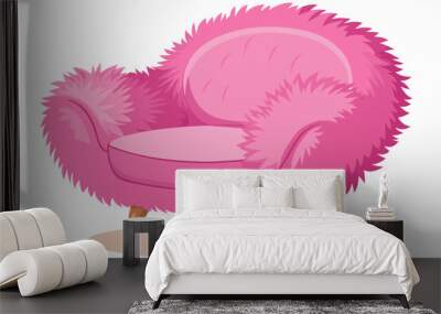 Beautiful furniture chair made of soft texture with long pile like hair vector art illustration Wall mural