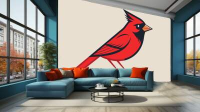 Cute cardinal bird vector art illustration Wall mural