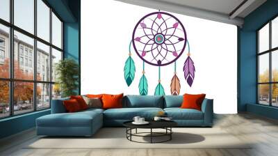 Dreamcatcher with feathers vector illustration  Wall mural