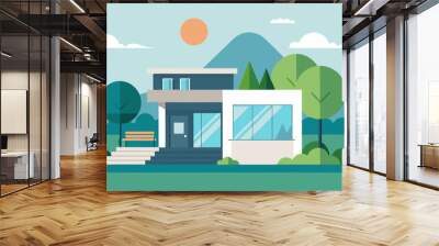 Vacation home vector art illustration Wall mural