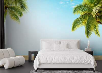 Beach with palm trees, ocean view, summer 3D background illustration concept Wall mural