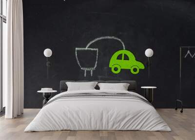  Conceptual image Electric car concept. Future cars, take care of the planet. Ecology. Clean planet Wall mural