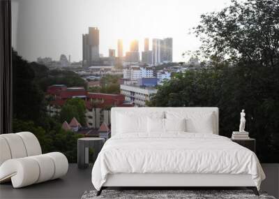 Two person overlooks the scenery in the city  Wall mural