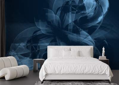 Blue abstract background of intertwining tones. Wall mural