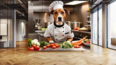 Chef Dog in a Modern Kitchen Wall mural