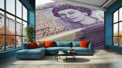 Stack of British Twenty Pound Notes Wall mural