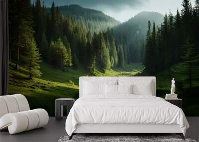 morning in the mountains generative in ai technology Wall mural