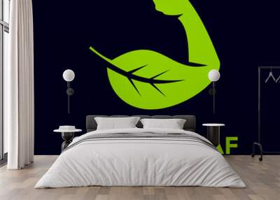 Strong leaf vector logo template Wall mural