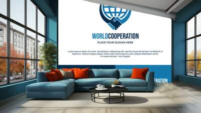 World cooperation vector logo template Wall mural