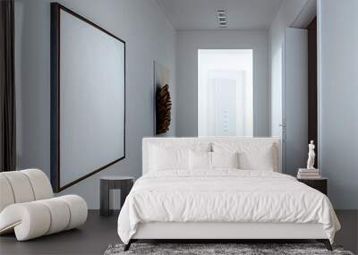 White empty art frame in modern hallway Wall mural