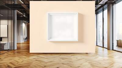 Simple White Frame on Beige Wall Mockup Wall mural