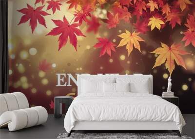 End Year Activity: Autumn leaves cascade through a warm, golden light, symbolizing the end of a chapter and the promise of new beginnings.   Wall mural