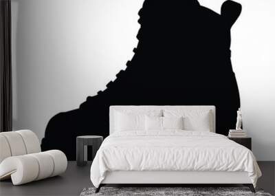 silhouette of a Hiking boot on white Wall mural