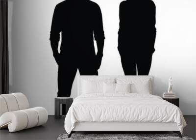 silhouettes of man and woman on white Wall mural