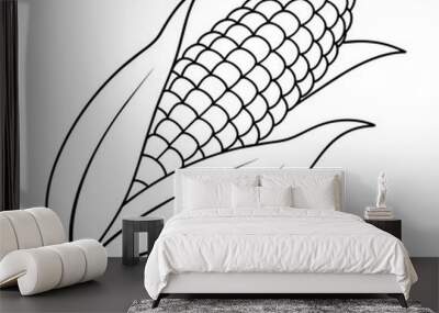 Vector corn fruit isolated coloring page for kids on white Wall mural