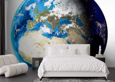 Planet Earth with clouds. Europe, Asia and Africa - Elements of this image furnished by NASA Wall mural