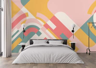 A colorful abstract background with a pink and green square in the middle. The background is a mix of different colors and shapes, giving it a vibrant and lively feel Wall mural