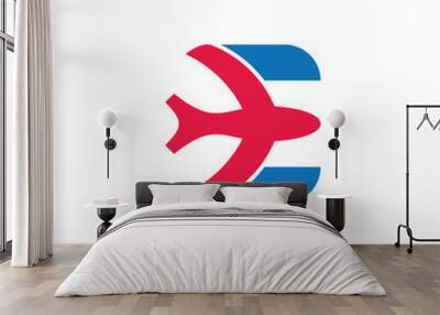 bird air plane fast fly letter e colorful logo vector Wall mural