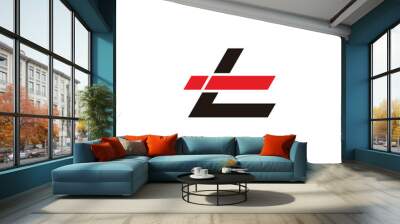 letter li simple geometric line red logo vector Wall mural