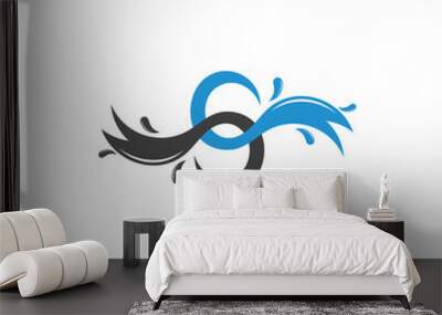 letter s water splash waves design logo vector Wall mural