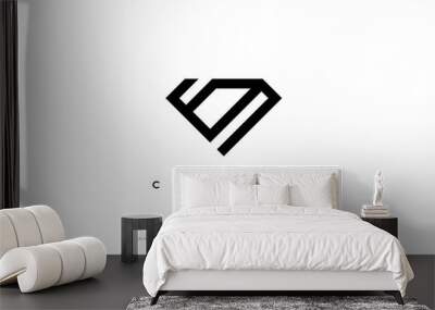 Abstract and Elegant Diamond Logo Design Wall mural