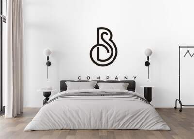 Initial Letter SB Logo or BS Monogram Logo Design Vector Wall mural