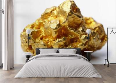 Gold Nugget Isolated on a White Background.  A raw gold nugget isolated on a white background. Wall mural