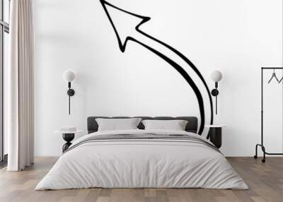 Abstract doodle arrow hand drawn, black and white vector illustration Wall mural