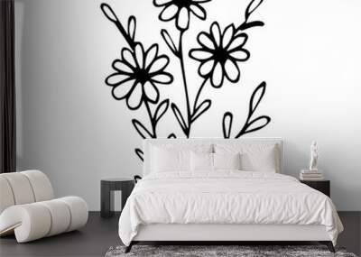 hand drawn botanical flower doodle element for floral design concept Wall mural