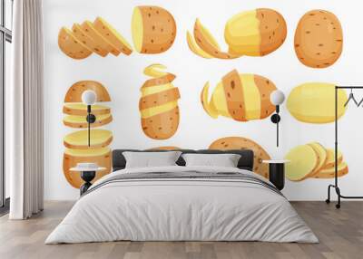 set of Potatoes vector illustration. isolated on white background. Vector eps 10. perfect for wallpaper or design elements	 Wall mural