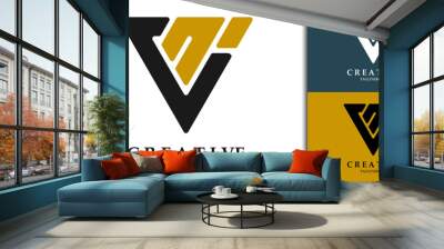 Abstract initial V, VNI ,VNJ, VJN, VIN logo design for business and brand identity Wall mural