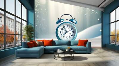 clock on blue background Wall mural