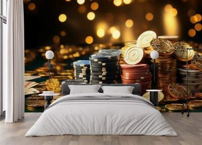 coins on black background Wall mural