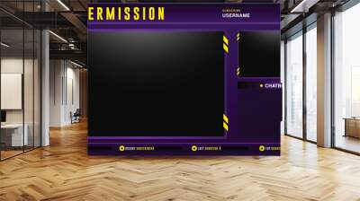 Purple neon Gaming twitch Stream Overlay facecam, Web Camera with chat intermission element design Wall mural