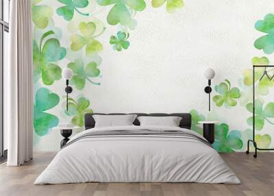 Art green clover watercolor background Wall mural