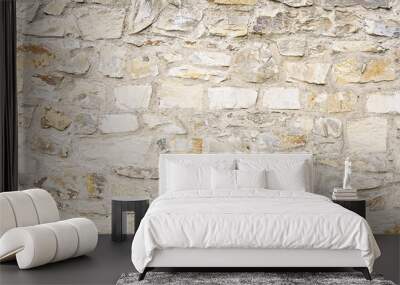 Old beige stone wall background texture Wall mural