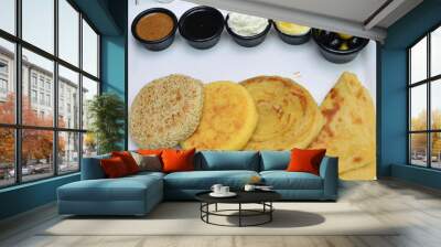 Moroccan stuffed Msemmen for ramadan isolated on white background. Wall mural