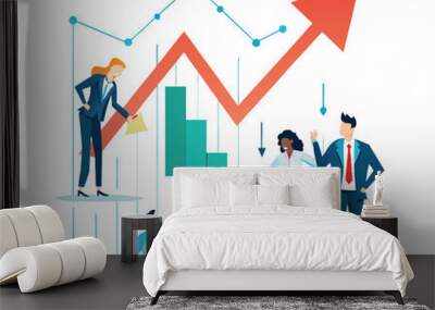 business team analysis financial investment graph reporting performance results with business meeting work. vector illustration. Wall mural