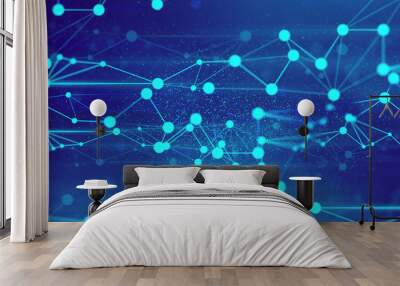 ai technology, robotic system, molecule of chemical, atom cell plexus and science, abstract futuristic universe cyber network server online, background illustration 3d rendering Wall mural